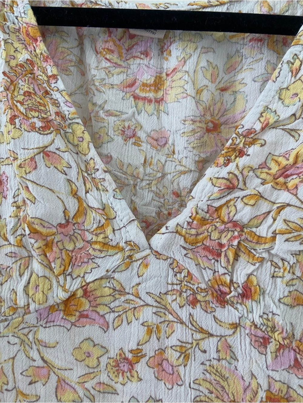 Billabong Floral V-Neck Short Sleeve Dress in Cream, Pink and Yellow - Picture 3 of 4